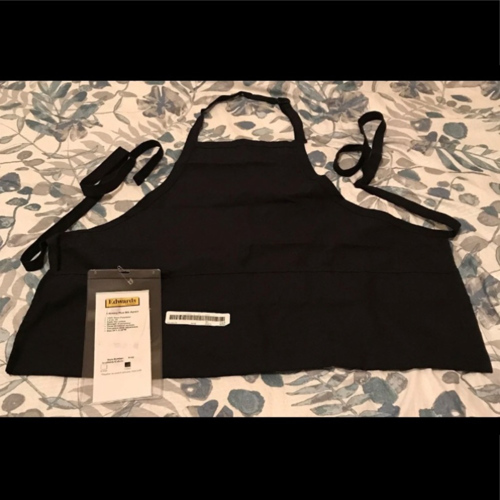 NEW Black Edwards Bib Apron With 3 (Three) Pockets